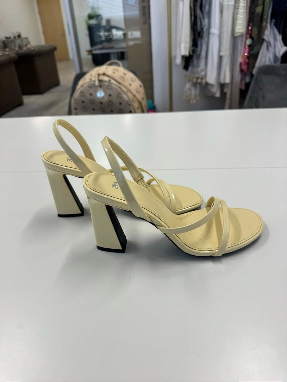Zara Pale Yellow Strappy Slingback Heels